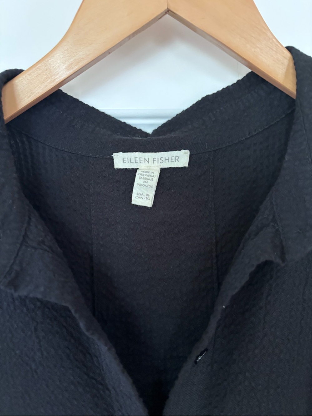 Eileen Fisher organic cotton Black Button-Front Midi Shirt Dress - Picture 3 of 5